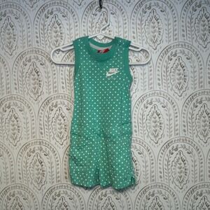 Nike Baby Girls Teal White Polka Dot Sleeveless Romper Dress 12 Months